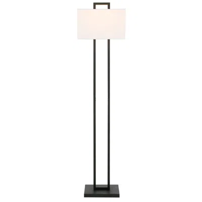 Homezia 68" Black Traditional Shaped Floor Lamp With White Frosted Glass Rectangular Shade