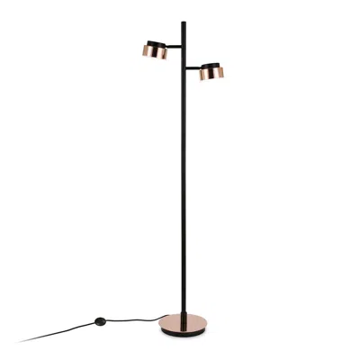 Homezia 68" Black Two Light Tree Floor Lamp With Copper Bell Shade
