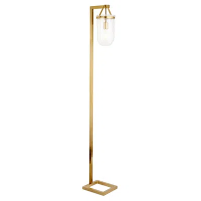 Homezia 68" Brass Arched Floor Lamp With Clear Seeded Glass Dome Shade In Blue