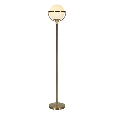 Homezia 68" Brass Novelty Floor Lamp With White Frosted Glass Globe Shade In Blue