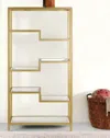 Homezia 68" Gold Metal And Glass Seven Tier Etagere Bookcase