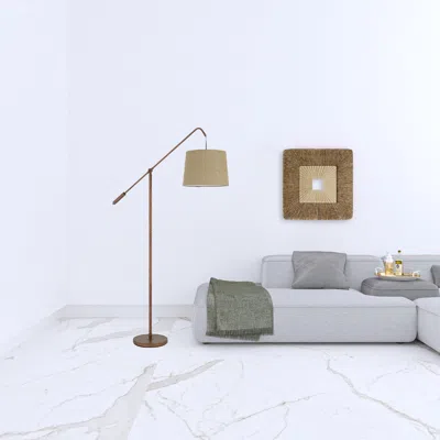 Homezia 68" Rusted Adjustable Traditional Shaped Floor Lamp With Rust Drum Shade In Brown