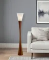 Homezia 68" Solid Wood Novelty Floor Lamp With White Cone Shade
