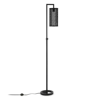 Homezia 69" Black Floor Lamp With Black Mesh Metal Cylinder Shade