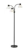 Homezia 69" Black Three Light Tree Floor Lamp With White Bowl Shade
