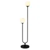 Homezia 69" Black Two Light Novelty Floor Lamp With White Frosted Glass Globe Shade