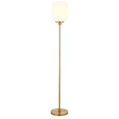 Homezia 69" Brass Novelty Floor Lamp With White Frosted Glass Globe Shade In Gold