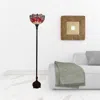 Homezia 69" Brown Traditional Shaped Floor Lamp With Red Yellow And Brown Dragonfly Stained Glass Dome Shade