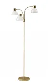 Homezia 69" Gold Three Light Tree Floor Lamp With Clear Bowl Shade