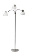 Homezia 69" Nickel Three Light Tree Floor Lamp With White Bowl Shade