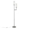 Homezia 69" Nickel Two Light Torchiere Floor Lamp With Clear Transparent Glass Drum Shade