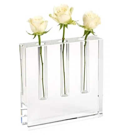 Homezia 7" Clear Crystal Clear Square Table Vase