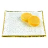 Homezia 7 Glass Set Of 4 Square Edge Gold Plates In Multi