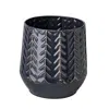 Homezia 7" Navy Organically Embossed Chevron Metal Vase