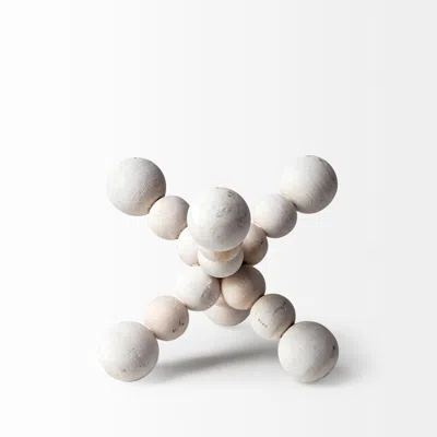 Homezia 7" Off White Beaded Wooden Decorative Jack