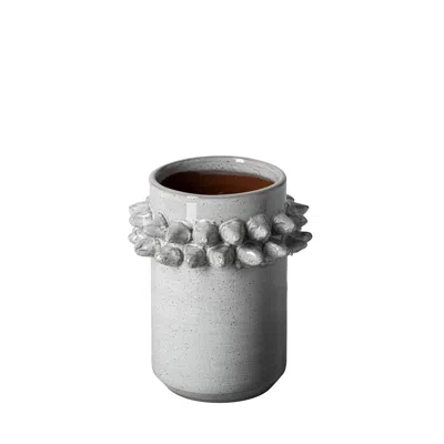Homezia 7" Organic Style Whitewash Spikely Ceramic Vase In Gray