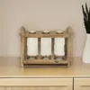 Homezia 7" Set Of Three Glass Jars In A Wood Rack