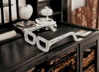 Homezia 7" Silver Buffed Aluminum Decorative Eyeglasses Sculpture