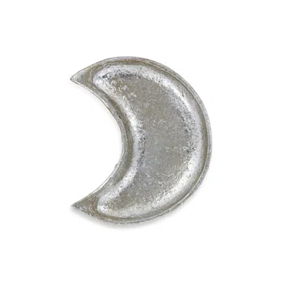 Homezia 7" Silver Crescent Metal Handmade Vanity Tray In Multi