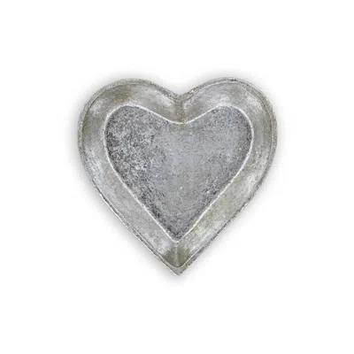Homezia 7" Silver Heart Cast Iron Handmade Vanity Tray In Multi