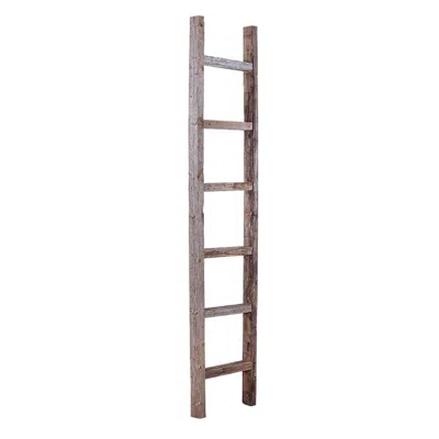Homezia 7 Step Rustic Weathered Gray Wood Ladder Shelf