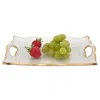 Homezia 7 X 11 Hand Decorated Scalloped Edge Gold Leaf Vanity Or Snack Tray With Cut Out Handles In Multi