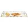 Homezia 7 X 20 Hand Decorated Scalloped Edge Gold Leaf Tray With Cut Out Handles In Multi