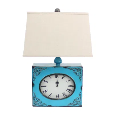 Homezia 7 X 7 X 22 Blue Vintage Metal Clock Base - Table Lamp