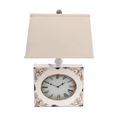 Homezia 7 X 7 X 22 White Vintage Metal Clock Base - Table Lamp In Blue