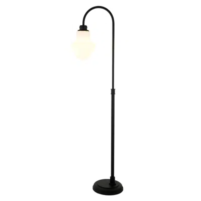 Homezia 70" Black Arched Floor Lamp With White Frosted Glass Empire Shade