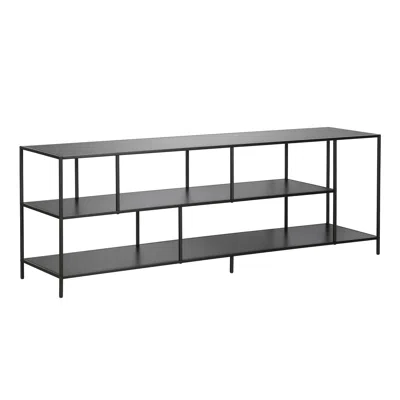 Homezia 70" Black Metal Open Shelving Tv Stand In Brown