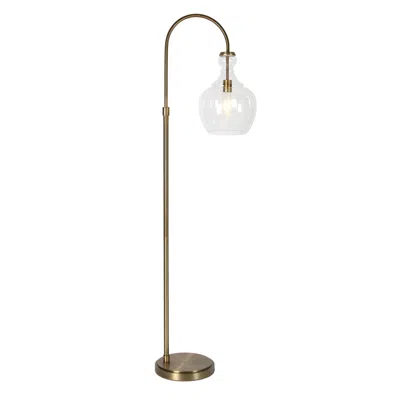 Homezia 70" Brass Arched Floor Lamp With Clear Transparent Glass Dome Shade In Gold