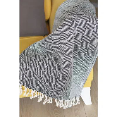 Homezia 70" Geometric Handwoven Throw Blankets In Black