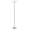 Homezia 70" Nickel Torchiere Floor Lamp With White Frosted Glass Dome Shade