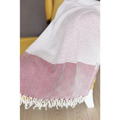 Homezia 70" Turkish Cotton Handwoven Throw Blankets In Red