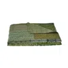 Homezia 70" X 50" Green Kantha Silk Patchwork Throw Blanket With Embroidery