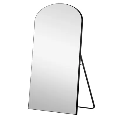 Homezia 71" Black Arch Wood Frame Full Length Standing Mirror