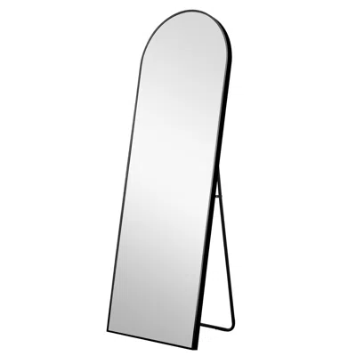 Homezia 71" Black Arched Metal Narrow Frame Standing Mirror