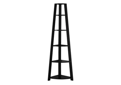 Homezia 71" Black Wood Corner Bookcase