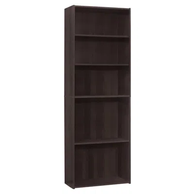 Homezia 71" Cappuccino Wood Adjustable Bookcase In Brown