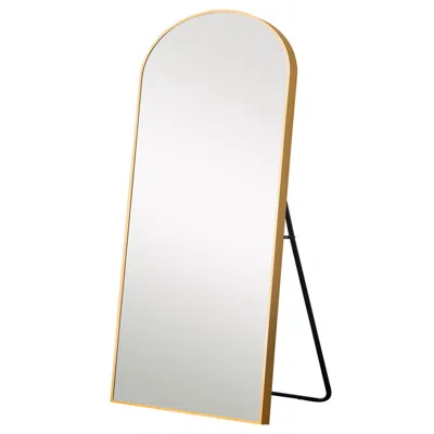 Homezia 71" Gold Arch Aluminum And Wood Framed Standing