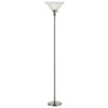 Homezia 71" Nickel Torchiere Floor Lamp With Clear Frosted Glass Dome Shade