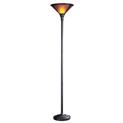 Homezia 71" Rusted Torchiere Floor Lamp With Brown Dome Shade