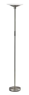 Homezia 71" Steel Led Torchiere Floor Lamp With White Solid Color Cone Shade