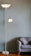 Homezia 71" Two Light Torchiere Floor Lamp With White Acrylic Bowl Shades