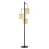 Homezia 72" Bronze Three Light Traditional Shaped Floor Lamp With Beige Drum Shade