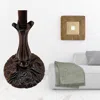 Homezia 72" Brown Traditional Shaped Floor Lamp With White Geometric Stained Glass Dome Shade