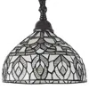 Homezia 72" Brown Traditional Shaped Floor Lamp With White Peacock Feather Stained Glass Dome Shade