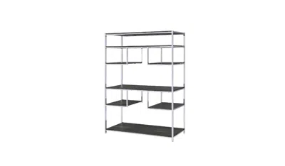 Homezia 72" Gray And Silver Metal Seven Tier Geometric Bookcase In Black