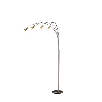 Homezia 72" Nickel Four Lights Led Arc Floor Lamp In Metallic